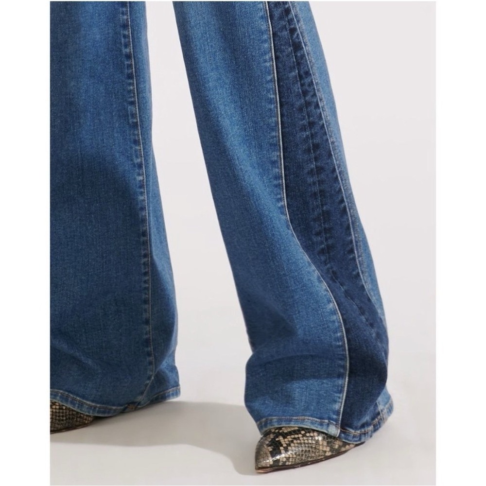 Veronica Beard Kiley High Rise Wide Leg Button Fly Jeans in Two Tone Size 26x34 - Picture 3 of 13
